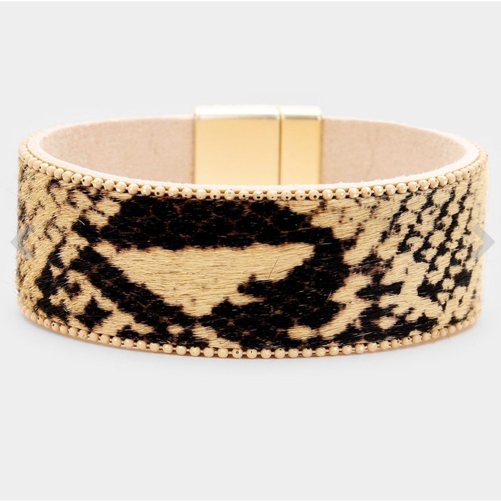 Animal Print, Gold and Black Bracelet